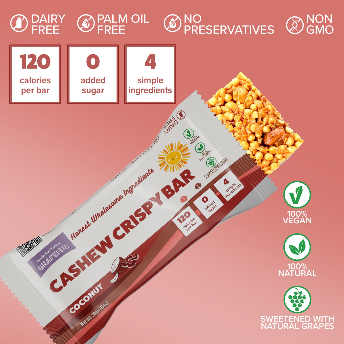 Cashew Crispy Bar | Coconut